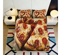 3D Printed Pizza Fitted Sheet, Microfiber Bed Cover, Non-slip Home Decor