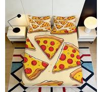 3D Printed Pizza Pattern Fitted Sheet, Microfiber Bed Cover, Non-slip Home