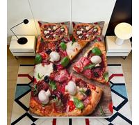 3D Printed Pizza Pattern Fitted Sheet, Microfiber Bed Cover, Non-slip Home