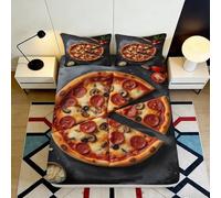 3D Printed Pizza Theme Fitted Sheet, Microfiber Bed Cover, Non-slip Home