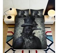 3D Printed Plague Doctor Fitted Sheet Microfiber Non-Slip Deep Pocket Bedroom Bedding Plague Doctor Mattress Fitted Cover Washable Home Use 180x200x25cm