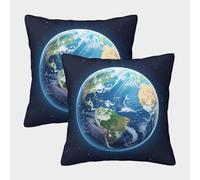 3D Printed Planet Earth Case Cushion Cover Décor for Living Room Pack of 2 Square Throw Pillow Sofa Cushions Luxury Pillow Cases for Outdoor Garden 40x40cm