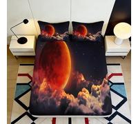 3D Printed Planet Galaxy Fitted Sheet Microfiber Deep Pocket Non-Slip Nebula Mattress Fitted Cover Elastic Hem Bedroom Bedding for Adults Teens 200x200x25cm