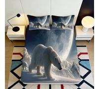 3D Printed Polar Bear Arctic Landscape Fitted Sheet Microfiber Soft Bedroom Bed Cover Washable Non-slip Decor 90x200x25cm