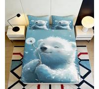 3D Printed Polar Bear Fitted Sheet Microfiber Deep Pocket Non-Slip Bedroom Bedding Polar Bear Mattress Fitted Cover for Adults Teens 200x200x25cm