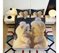 3D Printed Polar Bear Fitted Sheet Microfiber Non-Slip Deep Pocket Bedroom Bedding Polar Bear Mattress Fitted Cover for Home 200x200x25cm