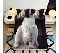 3D Printed Polar Bear Fitted Sheet Microfiber Soft White Animal Bed Cover for Bedroom Guest Room Mattress Protection Decor 90x200x25cm