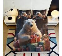 3D Printed Polar Bear Gift Fitted Sheet Microfiber Soft Breathable Bed Cover for Bedroom Guest Room Decor 90x200x25cm