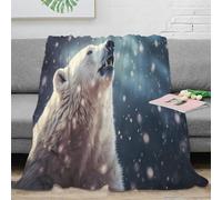 3D Printed Polar bear howl Bed Blanket Microfiber Soft Cosy Bedding Warm Wild animal art Soft Throw Machine Washable No Shedding for Students Gamers Movie Nights Young Adults 80×90inch(200x230cm)