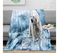 3D Printed Polar bear Living Room Throw Microfiber Warm Soft Bedding Cosy Arctic wildlife scene All Season Blanket Lightweight Machine Washable for Couples Families Households 80×90inch(200x230cm)