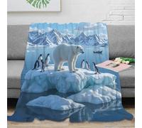 3D Printed Polar bear on ice Bedding Throw Microfiber Ultra Soft Warm Bedding Arctic wildlife scene Throw Blanket Wrinkle Resistant Fade Resistant for Homeowners Renters 70×80inch(180x200cm)