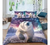 3D Printed Polar Bear Quilt Cover, Microfiber Duvet Cover Hidden Zipper for