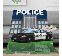 3D Printed police car illustration Cozy Throw Blanket Microfiber Warm Cosy Bedding cartoon design Blanket Machine Washable No Shedding Anti Static for Adults Kids Families 50x60inch(127x152cm)