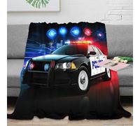 3D Printed police car night Bedding Blanket Microfiber Warm Soft Bedding Cosy urban emergency 1 Couch Blanket Luxurious Gift for Holiday Celebrations Birthday Anniversary 70×80inch(180x200cm)