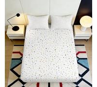 3D Printed Polka Dot Fitted Sheet Microfiber Deep Pocket Bedroom Bedding Polka Dot Mattress Fitted Cover Non-Slip for Home 120x200x25cm