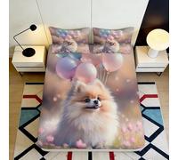 3D Printed Pomeranian Dog, Fitted Sheet Microfiber Bed Cover Non-slip home