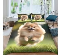 3D Printed Pomeranian Duvet Cover, Microfiber Comforter Cover Hidden Zipper