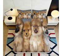 3D Printed Pomeranian Pattern Fitted Sheet Microfiber Deep Pocket Bedroom Bedding Dog Mattress Fitted Cover Washable Protection 200x200x25cm