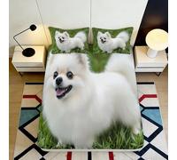 3D Printed Pomeranian Pattern Fitted Sheet Soft Microfiber Deep Pocket Bedroom Bedding Set Dog Mattress Fitted Cover 160x200x25cm