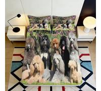 3D Printed Poodle Dog Fitted Sheet, Microfiber Bed Cover, Non-slip Home