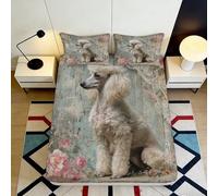3D Printed Poodle Fitted Sheet, Microfiber Bed Cover, Non-slip, Soft, Home