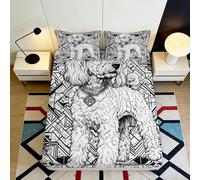 3D Printed Poodle Pattern Fitted Sheet, Microfiber Bed Cover, Non-slip