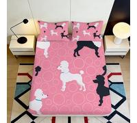 3D Printed Poodle Pattern Fitted Sheet, Microfiber Bed Cover, Non-slip Home