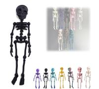 3D Printed Poseable Skeleton Fridge Magnet, Fridge Skeleton Magnets with Movable Joints, Funny Halloween Magnetic Figurine Decor for Refrigerator, Locker, Desk Multi-Color Spooky Gift(Black)