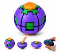 3D Printed Press to Spin Fidget Ball, Transforming Desk Fidget Toy, Stress Relief Sensory Spinner for Adults, One-Hand Office Desk Toy, Anxiety Relief Pocket Gift (Purple)