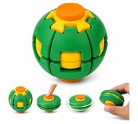 3D Printed Press to Spin Fidget Ball, Transforming Desk Fidget Toy, Stress Relief Sensory Spinner for Adults, One-Hand Office Desk Toy, Anxiety Relief Pocket Gift (Green)