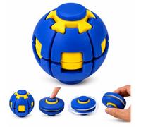 3D Printed Press to Spin Fidget Ball, Transforming Desk Fidget Toy, Stress Relief Sensory Spinner for Adults, One-Hand Office Desk Toy, Anxiety Relief Pocket Gift (Blue)