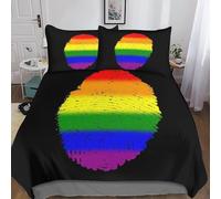 3D Printed Pride Month Quilt Cover King(220x240cm), Breathable Duvet Cover LGBTQ Fingerprint Comforter Cover with Pillowcase, Bedding Set for Childs & Adults