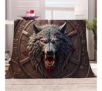3D Printed Primal Power Wolf Flannel Fleece Blanket (270GSM) Wild Style Super Cozy 270x230 cm King Size Fade Resistant Home Decor Gift - Machine Washable