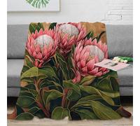 3D Printed Protea flowers Bedding Blanket Microfiber Warm Soft Bedding Cosy Botanical art painting Couch Blanket Luxurious Gift for Holiday Celebrations Birthday Anniversary 50x60inch(127x152cm)