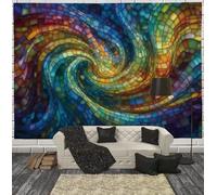 3D Printed Psychedelic Geometric Vortex Tapestry, Abstract Stained Glass Tapestries Wall Hanging, Dark Blue Animals Aesthetic Tapestries Backdrop For Bedroom Living Room Dorm Office Wall Art Decor