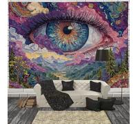 3D Printed Psychedelic Sky Eyes Tapestry, Oil Painting Of Mountains Tapestries Wall Hanging, Blue And Pink Animals Aesthetic Tapestries Backdrop For Bedroom Living Room Dorm Office Wall Art Decor