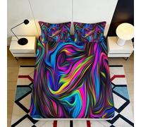 3D Printed Psychedelic Swirl Fitted Sheet Microfiber Vibrant Neon Mattress Cover for Bedroom Dorm Room Decoration 90x200x25cm