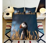 3D Printed Puffin Fitted Sheet, Microfiber Bed Cover, Non-slip Home Decor