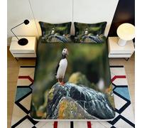 3D Printed Puffin Pattern Fitted Sheet Microfiber Deep Pocket Non-Slip Bedroom Mattress Fitted Cover for Adults Teens 140x200x25cm