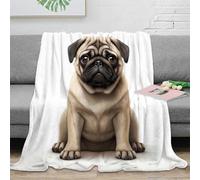 3D Printed Pug puppy Bed Throw Microfiber Ultra Soft Warm Bedding Cartoon illustration Fluffy Blanket Thoughtful Gift for Families Friends Loved Ones Holiday Gifting 60x80inch(150x200cm)