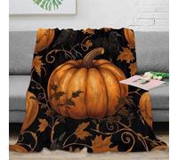 3D Printed Pumpkin with crows Soft Throw Microfiber Ultra Soft Warm Bedding Autumn folk art Couch Blanket Wrinkle Resistant for Young Adults Renters Office Workers Students 60x80inch(150x200cm)