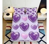 3D Printed Purple Heart Fitted Sheet Microfiber Deep Pocket Non-Slip for Adults Teens Bedroom Bedding Purple Heart Mattress Fitted Cover Washable 160x200x25cm