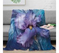 3D Printed Purple iris flower Couch Blanket Microfiber Warm Soft Bedding Cosy abstract floral art Living Room Throw Anti Static Wrinkle Free for Families Households Guests 40x50inch(100x130cm)
