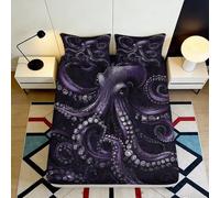 3D Printed purple octopus Fitted Sheet, wrinkle resistant Microfiber, soft touch, Bed Cover for bedroom, guest room bedding, easy care, decor piece, anti-slip, 114 90x200x25cm