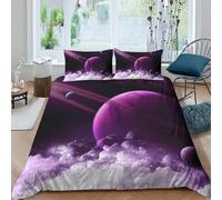 3D Printed Purple Planet Duvet Cover, Microfiber Comforter Cover Hidden