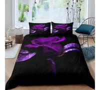3D Printed Purple Roses Single Duvet Cover Set 3 Piece Microfibre Bedding Set Beautiful Flowers Quilt Cover 150x200 cm with 2 Pillowcases 50x75 cm and Zipper Closure i.3411