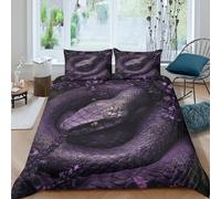 3D Printed Purple snake Duvet Cover Polyester Fantasy art illustration Quilt Cover Stain Resistant Easy Care for Uni Student Shared Apartment Bedroom Daily Use King（220x240cm）