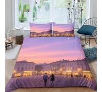3D Printed Purple Starry Sky King-Size Duvet Cover Set For Kids Teens Romantic Couple Theme Bedding Set The Ultra-Soft 3 Pieces includes 1 Quilt Covers 230x220 and 2 Pillowcases K.2675