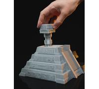3D Printed Pyramid Puzzle Box Hidden Compartment Brain Teaser 13.5cm Grey PLA