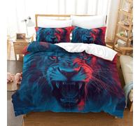 3D Printed Quilt Cover Lion 3 Pieces Bedroom Bed Bedding Set Soft Easy Care with Zipper Closure，Pillowcases for Kids Girls Boys Adults Bedroom Single Double（200x200cm）